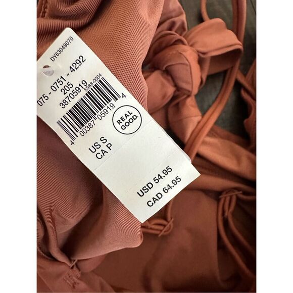 Aerie Tan Tie Front One Piece Swimsuit Size Small New - Picture 3 of 3